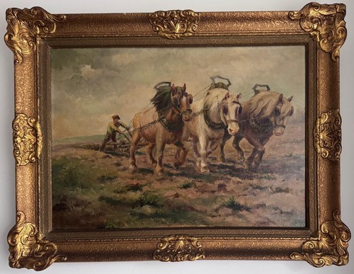 Vintage belgium large oil - belgium,