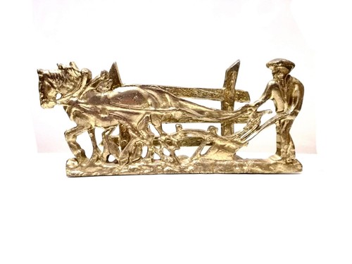 Vintage brass plough letter - vintage,