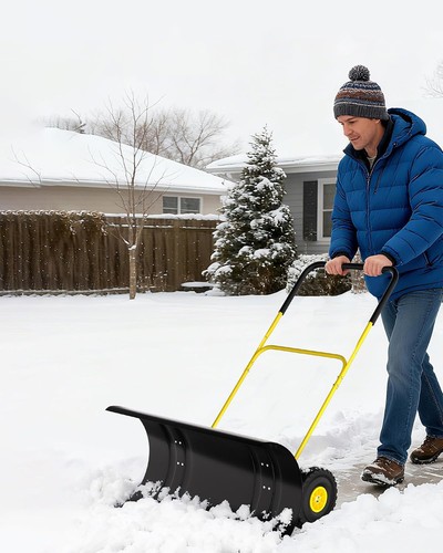 Snow pusher shovel with - snow,